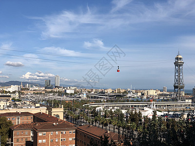 港湾航空轨迹电车风景旅行植物天空树木蓝色缆车全景公园图片