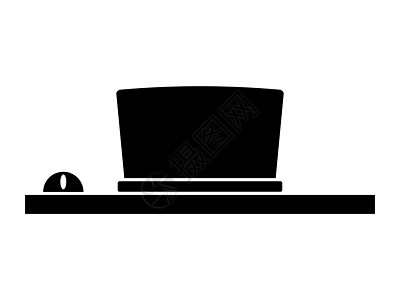自由职业图标 计算机显示器和鼠标的黑色符号 自由职业者工作场所象形文字设计 家庭办公室的概念 在白色背景上孤立的矢量图图片