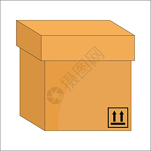 纸板箱图标 封闭包装包裹符号 孤立在白色背景上的矢量卡通设计图片