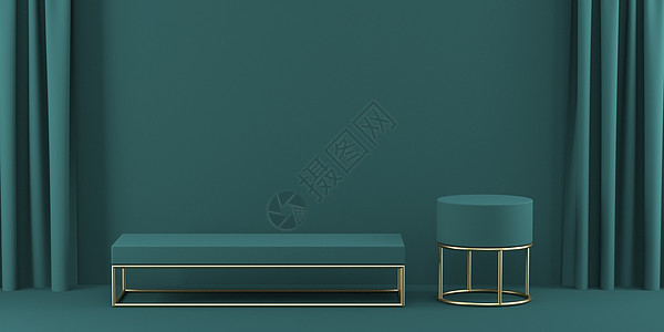 用于产品展示的模拟讲台 两张带窗帘的现代桌子 3图片