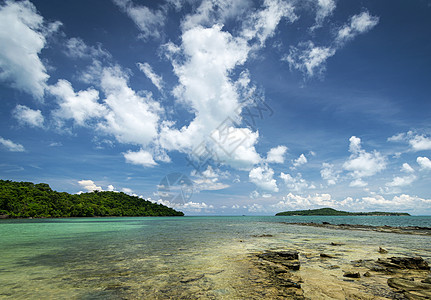 西哈努克维尔Cambodia附近的kohta kiev岛的海滩景色海岸场景天堂热带晴天图片