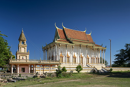 柬埔寨金边附近的省佛教徒建筑高棉语地标建筑学宝塔文化晴天遗产宗教图片