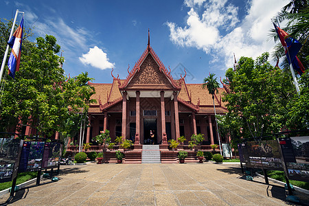 柬埔寨国家博物馆Phnom penh市Cambodia 国家博物馆地标建筑高棉语城市博物馆旅游游客吸引力国家晴天背景