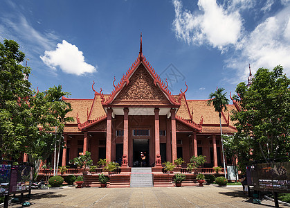 Phnom penh市Cambodia 国家博物馆地标建筑旅游国家游客晴天吸引力城市博物馆高棉语图片