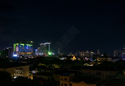 中央市中心phnom pinh城市天线夜景 坎波迪亚世界建筑物城市天际风景高视野娜迦摩天大楼景观图片