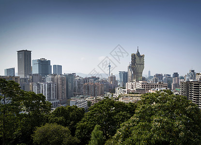 市中心Macau市带有塔楼的天线图景观住房摩天大楼市中心积木要塞天际风景建筑物城市图片