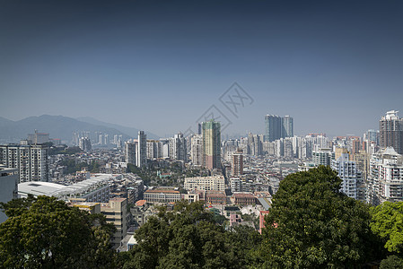 市中心Macau市带有塔楼的天线图景观天际住宅城市住房要塞积木摩天大楼市中心建筑物图片