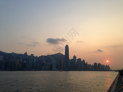 香港天线摩天大楼建筑学天际日落太阳图片