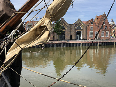 在苏德尔港的帆船之弓房子运河建筑学绳索图片