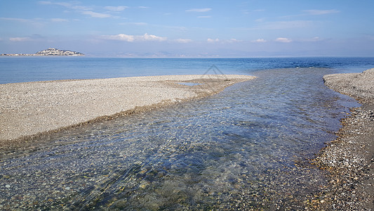 向海流进海海滩假期地平线石头风景海浪阳光晴天旅游旅行图片