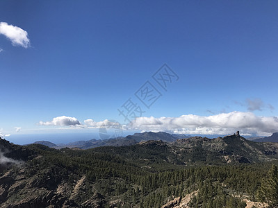 从的视图顶峰火山岩石森林风景天空图片