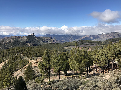 从的视图顶峰天空火山森林风景岩石图片