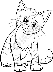 可爱的小猫卡通动物角色着色书页背景图片