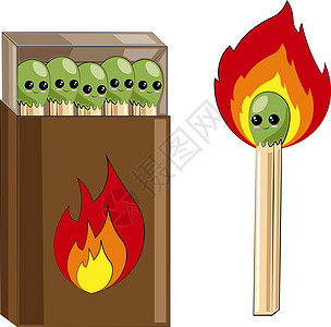 可爱的卡通燃烧火柴和盒子 matc图片