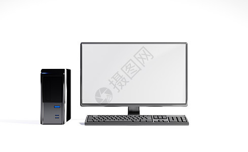白色背景上的空屏幕桌面计算机模板图片