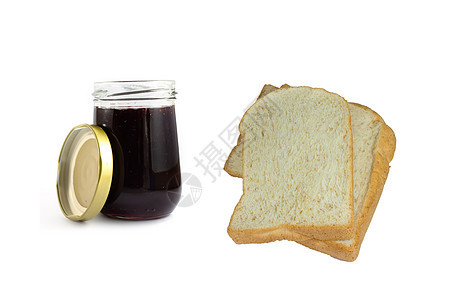 整个小麦面包堆和葡萄酱 在孤立的白色背景营养食物小吃美食棕色粮食面包早餐饮食图片