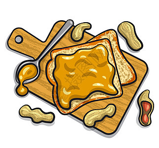 花生酱三明治小吃勺子奶油状早餐白色午餐棕色坚果面包营养图片