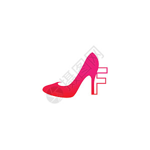 带女鞋高跟鞋标志图标设计 vecto 的字母 F图片