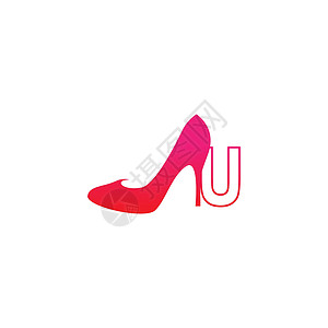 字母 U 与女鞋高跟鞋标志图标设计 vecto图片