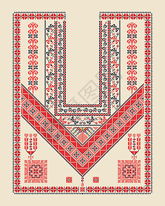巴勒斯坦语装饰围巾地毯国家风格十字绣艺术绣花黑色打印图片