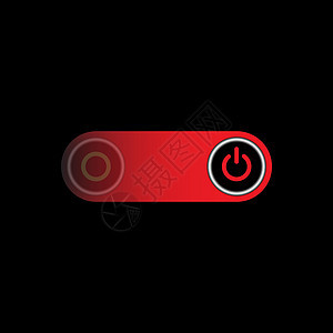 按钮被包围在红色圆圈和黑色圆圈按钮活力开关技术网站网络横幅电子控制板标识插图背景图片