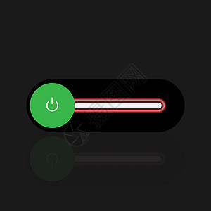 滑块式电源按钮 带有闪亮的红色阴影霓虹灯按钮 黑色背景圆形 On Off 按钮封闭在黑色背景的红色圆圈中图片