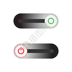 式电源按钮The Off 按钮用红色包围The On 按钮用绿色包围 背景为白色用户电子圆圈徽章界面标识导航技术插图电气图片