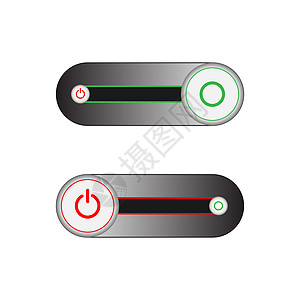 式电源按钮The Off 按钮用红色包围The On 按钮用绿色包围 背景为白色互联网电脑控制电气标识插图技术圆形控制板徽章图片