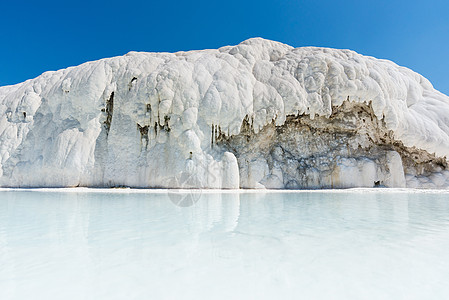 土耳其 Pamukkale 的天然石灰华池和梯田 Pamukkale 在土耳其土耳其语中意为棉花城堡粉笔旅行地标岩石石灰石矿物遗图片