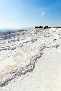 土耳其 Pamukkale 的天然石灰华池和梯田 Pamukkale 在土耳其土耳其语中意为棉花城堡观光盆地吸引力遗产水池石灰石图片