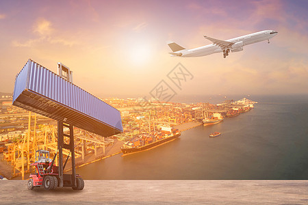 货运飞机国际商业运输业务与物流产业概念背景背景