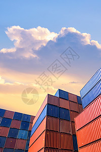 装运场 运输码头场 进出口工业概念中货物运输集装箱的彩色堆叠模式商业院子起重机船运经济物流命令供应链出口码头图片