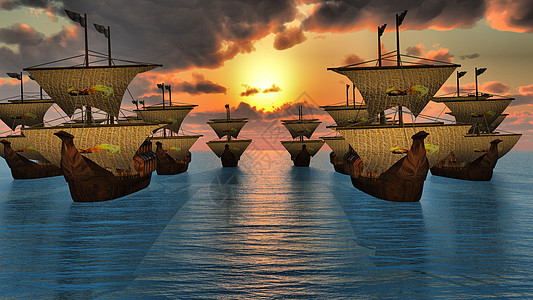 旧船日落在 se橙子海洋天空男性旅行血管历史海盗运输插图图片