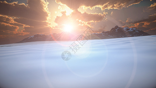 在冬天 sunse 的山风景雾凇全景场景暴风雪降雪插图天空山脉旅行太阳图片