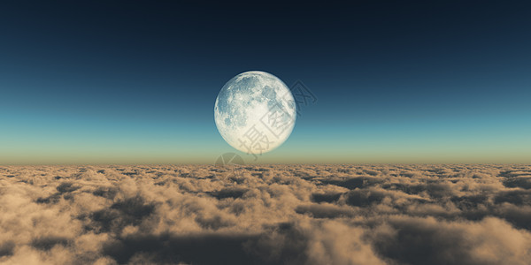 月亮和云飞过云层哞哞星星天文学卫星场景渲染蓝色旅游月光建筑人群背景