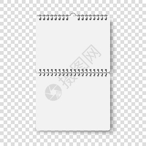 墙上用铁螺旋装订纸质日历 样机空白日历页面集 矢量逼真插图隔离小样笔记本办公室问候语报告日记正方形商业广告日程图片