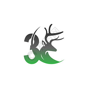 号图标标志与鹿插图设计荒野公司标识动物猎人横幅野生动物主义者品牌艺术图片