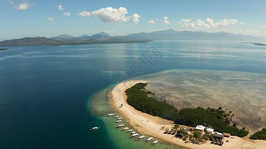 热带岛屿 沙沙滩 菲律宾帕拉万海岸线珊瑚礁海洋风景海滩假期沙滩森林游客晴天图片