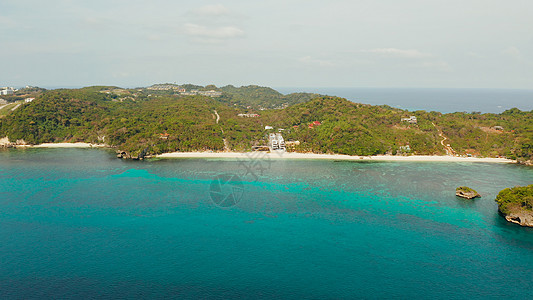 菲律宾博拉凯岛的海拔 与波拉凯岛相望珊瑚奢华海岸海洋晴天游客旅行旅游天空海景图片