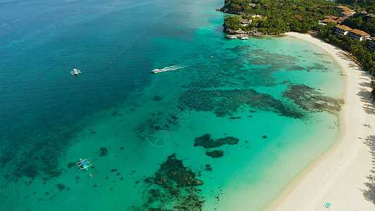 白沙沙滩的博拉凯岛 菲律宾天堂异国海景海岸情调旅行棕榈理念沙滩热带图片