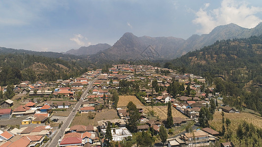 印度尼西亚巴厘岛山区地貌农田和村庄 3场景绿色场地热带农业乡村风景鸟瞰图爬坡景观图片