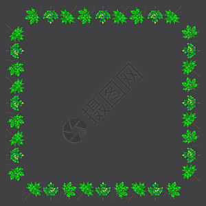 叶方框 春天与绿色叶子的边界在抽象被点缀的样式 与拷贝空间的叶子背景例证 矢量设计图片
