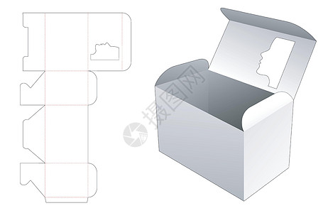 包装盒模切模板矩形展示木板工业正方形白色纸盒商品商业盒子插画