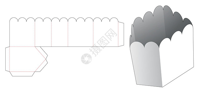 带弧形边缘模切模板的五边形碗礼物木板卡片插图糖果贮存商品枕头纸板蓝图图片