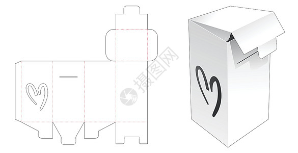 包装盒模切模板工业白色展示空白打印蓝图包装纸板嘲笑产品插画