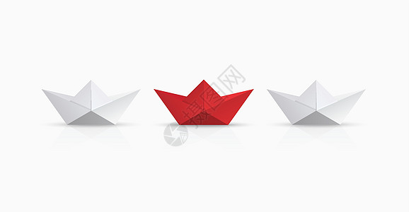 矢量现代概念领导思想背景 红白折纸船图片