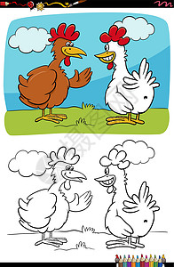 卡通搞笑鸡说话着色书 pag图片