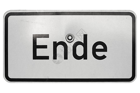 end德文符号在白色上孤立 Ende (End)背景