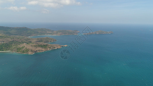 菲律宾 吕宋和露松的海景景观与海滩天空场景海洋假期风景蓝色肢体鸟瞰图支撑海岸图片