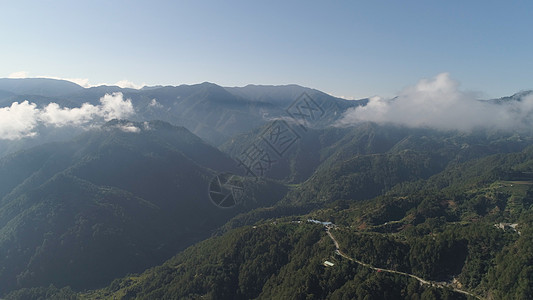菲律宾山地省 菲律宾天空地区顶峰旅行爬坡道多云场景风景悬崖鸟瞰图图片